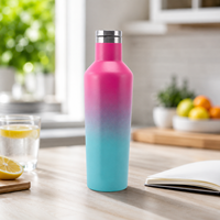 Bouteille d'eau portable réutilisable en acier inoxydable 304 à double paroi isolée sous vide de 16 oz avec bouchon à vis anti-fuite pour le voyage – Vente en gros