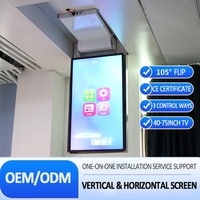 Support TV motorisé rétractable JGST, personnalisé, pour plafond, avec télécommande, pivotant, en acier, pour téléviseurs de 75 pouces, vertical/horizontal