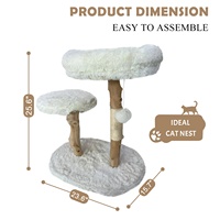 Grande tour pour chat moderne et écologique, confortable, en bois et peluche, avec poteau en sisal