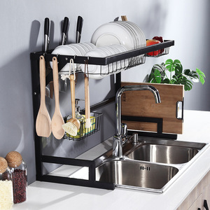 modern metal kitchen cabinet tableware Chopping block organizer stainless steel drainer over the sink dish drying rack
