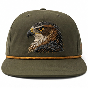 Casquette Snapback en gros personnalisée avec broderie 3D, casquette à cordon 5 panneaux de haute qualité, non structurée, profil moyen, visière plate - Product Image 1