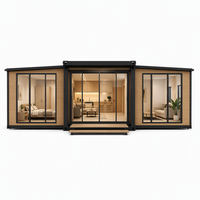 Maison conteneur extensible à double aile de 20 pieds, hôtel, resort, villa, 2 chambres, cuisine, salle de bain, maison modulaire préfabriquée, style mid-century modern