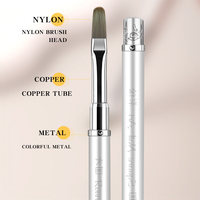 Stylo argenté double tête ovale Gel brosse Logo personnalisé cheveux en nylon double extrémité Nail Art Liner brosse ensemble outils de manucure