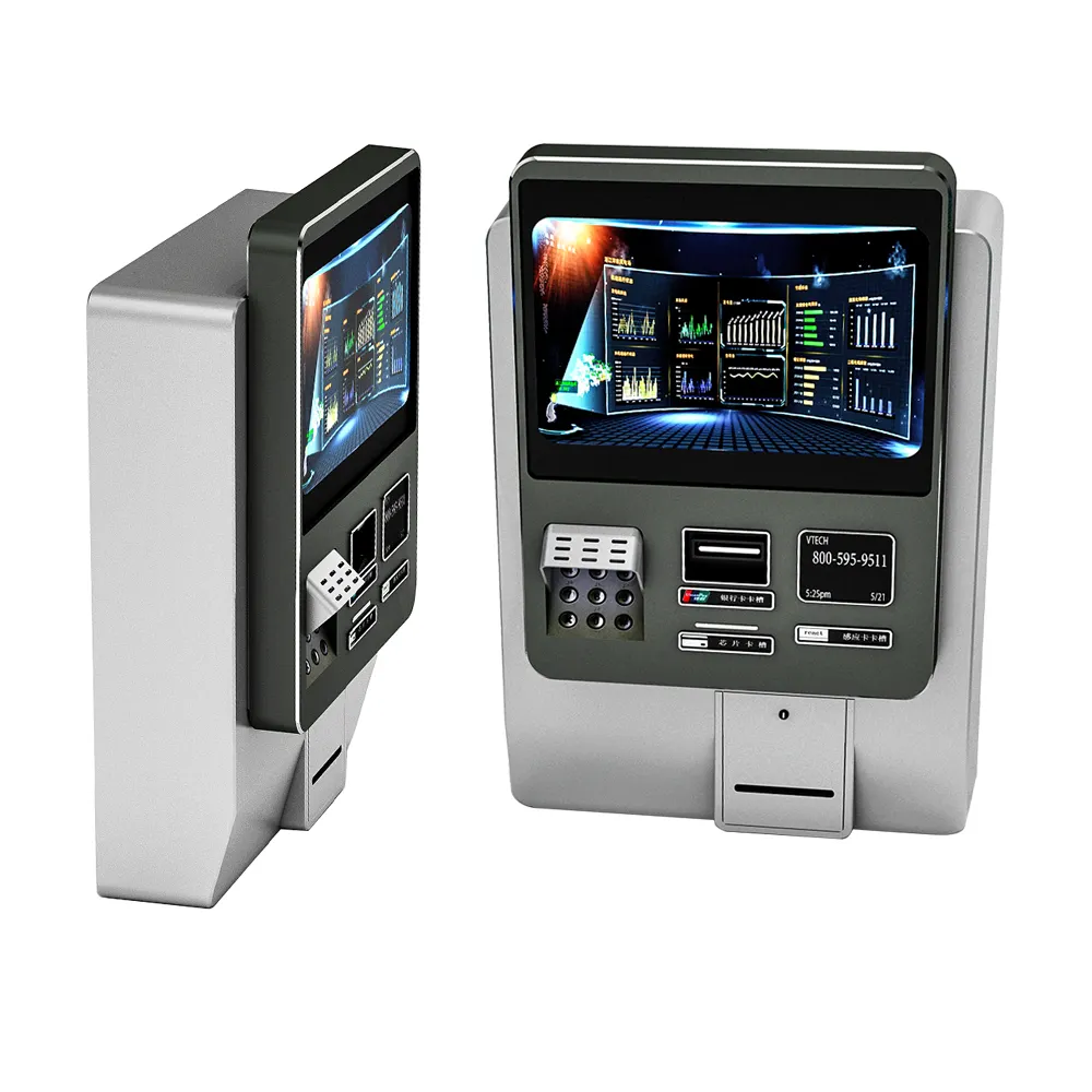 ODM Wall Mounted Bill Payment Kiosk With Printer RFID Identification QR Code Self Service Touch Screen Ticketing Kiosk