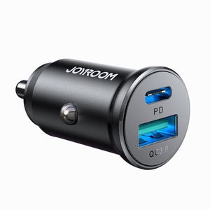 <span class=keywords><strong>Cargador</strong></span> de Coche Metálico Mini <span class=keywords><strong>JOYROOM</strong></span> JR-CCN05 30W PD+QC3.0 (Negro) en Oferta - Product Image 1