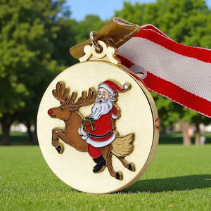 Medallas Deportivas Navideñas Personalizadas con Logotipo, Medallas <span class=keywords><strong>de</strong></span> Metal Chapadas en Oro, Troqueladas, Impresas, para Baile, Carnaval, Carrera, Ángel Tallado, Grabado - Product Image 1