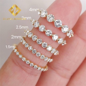 การตั้งค่าง่ามสำหรับงานแต่งงานเครื่องประดับเจ้าสาว10K สีเหลืองทอง VVS1เพชรโมอิสซาไนต์กลมแหวนครึ่งวงแหวนหมั้น - Product Image 1