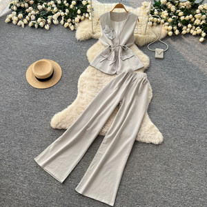 Ensemble deux pièces <span class=keywords><strong>chic</strong></span> et élégant pour femme : Blazer à revers et <span class=keywords><strong>pantalon</strong></span> large, polyvalent et décontracté, à prix abordable - Product Image 6