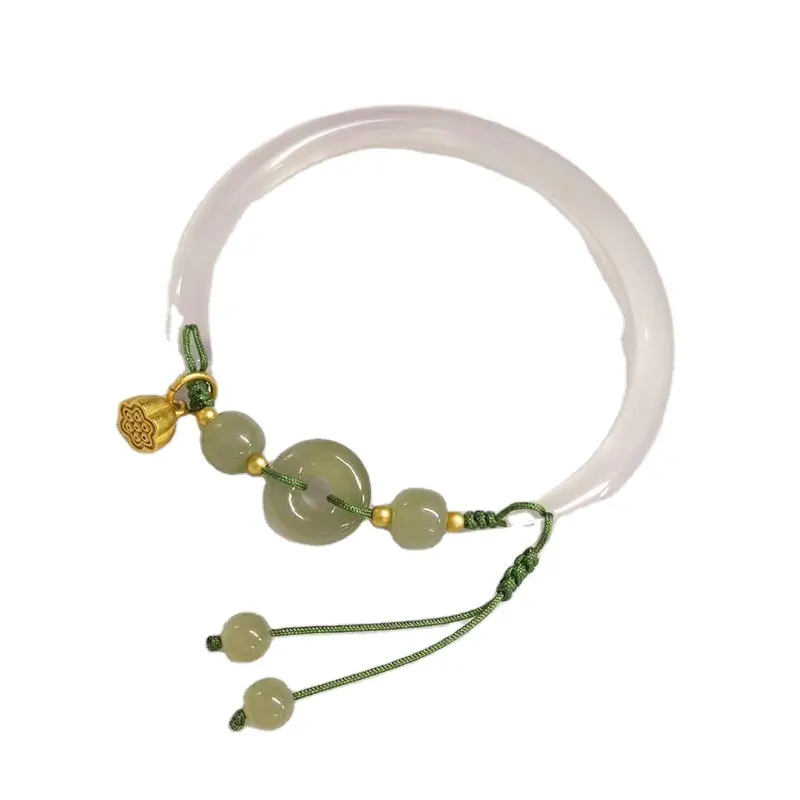 Pulseira de Jade Guizhou Pulseira de Jade de Pedra crua polida cor verde claro Flutuante