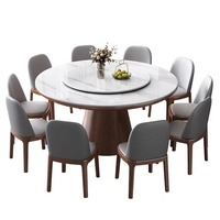 High-End Rock Plate Esstisch und Stuhl Set moderne einfache Haushalt runde Massivholz großen runden Tisch mit Plattenspieler Tisch