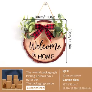 लकड़ी के संकेत घर सजावट लकड़ी के शिल्प दीवार पर लगाए गए स्वागत संकेत देश शैली के आउटडोर फांसी के संकेत चल दीवार कला सजावट - Product Image 3