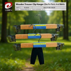 Colgador de madera para pantalones y faldas de 23 cm, 3 piezas por tarjeta. - Product Image 3