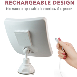 Nhà Máy Bán buôn cá nhân LED thắp sáng 20x Magnifying có thể gập lại cảm ứng vuông cảm biến trang điểm gương 360 độ xoay hút - Product Image 3