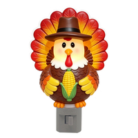 Lampe murale LED rotative à 360° en forme de chapeau de dinde carré pour Thanksgiving, lumière douce et chaude, décoration de maison pour les fêtes, vente en gros