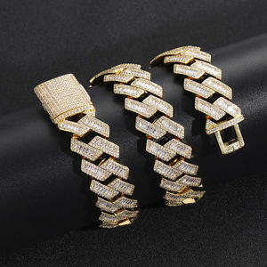 สร้อยคอแฟชั่นแบบ Cuban Link ชุบทอง 18K เงินแท้ 925 ประดับเพชร Moissanite เกรด VVS รับรองโดย GRA สไตล์ฮิปฮอป ทรงบาแกตต์ - Product Image 3