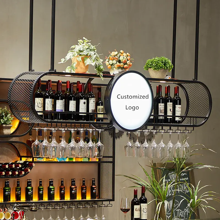 Customized Bar Counter Top Wine Glass Storage Racks