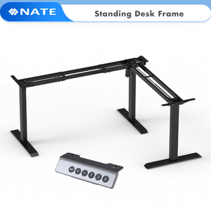 Struttura per Scrivania Angolare a L Sit-Stand a 2 Stadi con Motore Singolo, Postazione di Lavoro da Ufficio Regolabile <span class=keywords><strong>in</strong></span> <span class=keywords><strong>Altezza</strong></span> con Sollevamento Elettrico - Product Image 1
