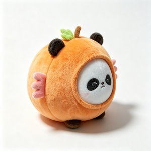 Peluche personnalisée Panda Citrouille Orange, Peluche Panda en Costume de Fruit Rond, Peluche Panda Orange Rond Mignon - Product Image 3