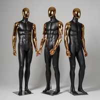 Mannequin Homme Noir Mat Tête Ovale Chromée de Haute Qualité pour Magasin de Vêtements Masculins, Modèle Corporel Complet pour Présentation de Vêtements de Sport