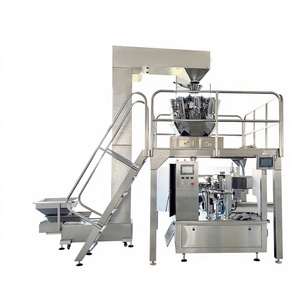 Peseuse multi-têtes entièrement automatique intégrée à une machine d'emballage rotative pour sachets préformés, pour fruits de mer surgelés et aliments prêts à consommer - Product Image 1