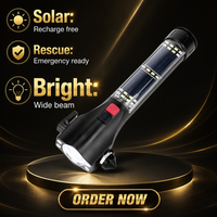 Lampe de poche portable rechargeable USB à énergie solaire, étanche IP44, lampe de secours avec LED multifonction, lumière de sécurité extérieure