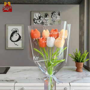 New Colorful Wedding Bridal <b>Artificial</b> Knitted Flowers Custom Handmade Crochet Tulip <b>Bouquet</b> - Product Image 1