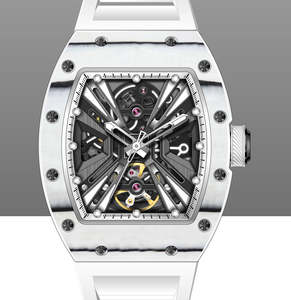 Reloj Deportivo Automático para Hombre CHANCE JC-9-190G-4, Manecillas Luminosas, Esqueleto Blanco, Correa de Goma - Product Image 4