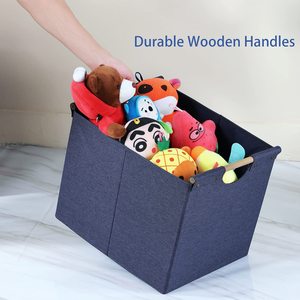Paniers <span class=keywords><strong>de</strong></span> <span class=keywords><strong>rangement</strong></span> pliables en tissu, <span class=keywords><strong>cubes</strong></span> <span class=keywords><strong>de</strong></span> <span class=keywords><strong>rangement</strong></span> en tissu avec poignées en <span class=keywords><strong>bois</strong></span>, panier <span class=keywords><strong>de</strong></span> <span class=keywords><strong>rangement</strong></span> rectangulaire - Product Image 4