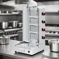 Grill Shawarma rotatif à gaz à 4 brûleurs de qualité commerciale pour la machine à kebab en acier inoxydable de traitement de la viande