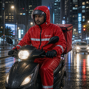Pantaloni <span class=keywords><strong>Antipioggia</strong></span> Riflettenti Impermeabili in PVC Oxford a Due Pezzi, Robusti e Moderni, per Adulti - <span class=keywords><strong>Moto</strong></span> e Attività all'Aperto - Product Image 4
