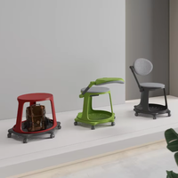 Tabouret mobile en plastique, siège rembourré avec plateau de rangement et roulettes pivotantes pour la formation et les espaces de bureau