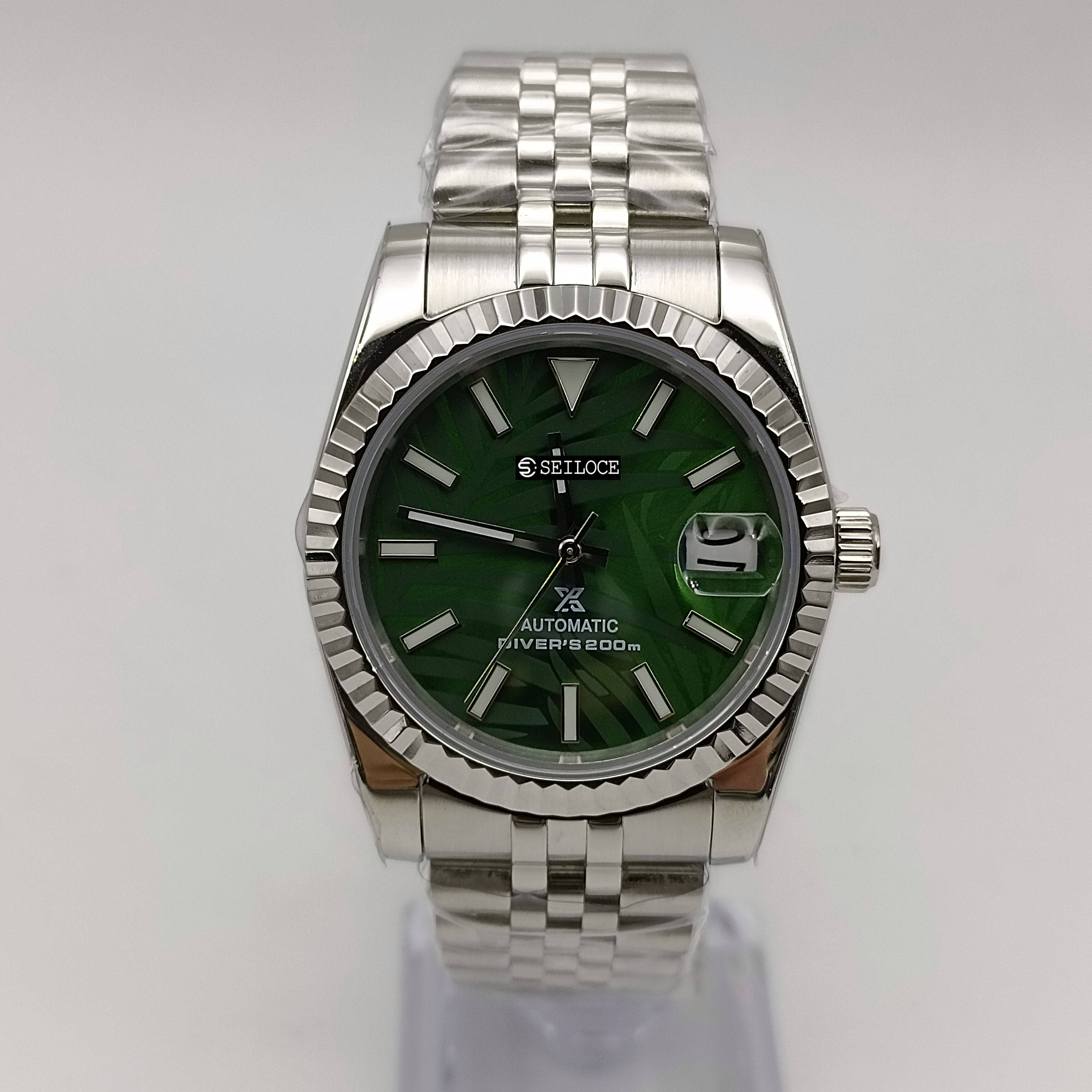 Silver Case+Green Dial