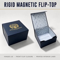 Boîte cadeau alimentaire rigide pliable bleu marine avec logo personnalisé, fermeture magnétique, dorure à chaud, pour chocolats, pâtisseries et snacks gourmands