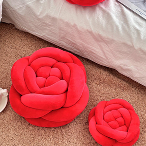 Coussins Doux de Jet en Peluche, Nœuds Tissés à la Main de Couleur Unie, Style Nordique, Forme Rose, 28*28 cm, pour Canapé, <span class=keywords><strong>Lit</strong></span> et Baie Vitrée Décorative - Product Image 6