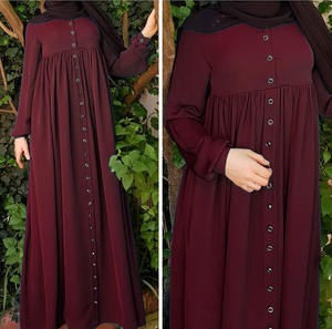 Robe Abaya arabe musulmane couleur unie simple boutonnage taille haute femmes Abaya Dubai robes musulmanes élégant Satin - Product Image 3