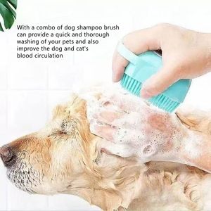Soft Silicone <b>Pet</b> Cat Dog Grooming Massage Shampoo Bath <b>Brush</b> with Shampoo Container - Product Image 5