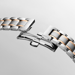 Montre à quartz pour femme, bracelet en acier inoxydable bicolore, chiffres arabes, montre-bracelet décontractée, Longinesing - Product Image 6