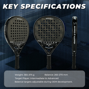 Raquette de padel personnalisée de qualité supérieure fabriquée en usine, <span class=keywords><strong>Stryke</strong></span> JP91 Hybrid Teardrop 24K carbone, puissance explosive avec précision et stabilité - Product Image 4