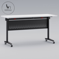 Bureau pliant moderne en métal, réglable en hauteur, mobile, avec roulettes, idéal pour la formation et le travail.