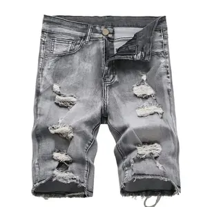 Calções jeans dos homens de Alto impacto Design Personalizado Baixa taxa Denim Shorts Homens Jeans Skinny Novo Modelo Rasgado Jeans Homens