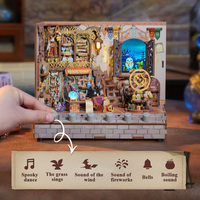 Tonecheer Magic Shop - Jouet de puzzle en bois écologique à découpe laser 3D avec musique - Maison miniature pour poupées - Décoration de la maison - Cadeau
