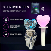 Varita Luminosa Inalámbrica Recargable con Forma de Corazón, 15 Modos de Cambio de Color, DMX512, Control Remoto para Conciertos Kpop y Actuaciones en Escenario