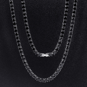 Collier chaîne tennis en <span class=keywords><strong>or</strong></span> <span class=keywords><strong>blanc</strong></span> 5 mm 18 pouces avec zircon noir glacé, bijoux hip hop KRKC&CO - Product Image 2