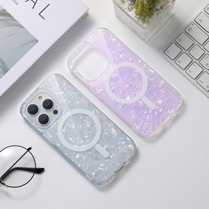 Luxe Bling paillettes époxy Imd perle conque huître clair Tpu magnétique étui de téléphone portable pour iphone 14 15 16 17 Pro Max housse - Product Image 6
