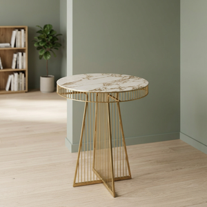 Table basse moderne en métal au design minimaliste fait main avec cadre en fer doré, meubles de salon - Product Image 1