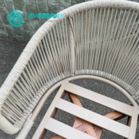 Vente en gros de mobilier de salle à manger d'extérieur Chaise de salle à manger avec base en bois de teck Chaise de jardin en corde tissée en aluminium tout temps pour hôtel restaurant