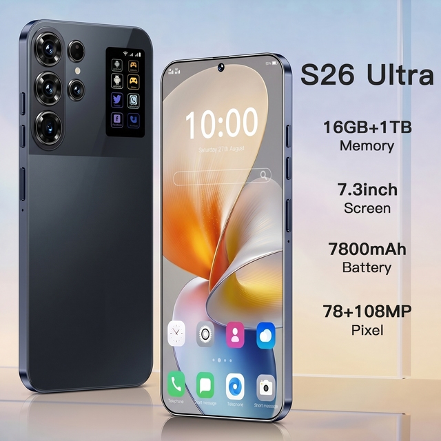 Budget S26 Ultra Stylus 5G Smartphone 108MP Rear 72MP Front 7.3inch 8000mAh 16GB+1TB 12Core Global SIM Card GPS Android 15 Phone