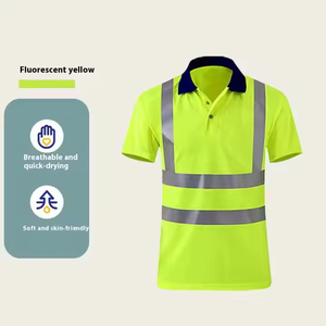 ポロシャツHBC男性高視認性安全作業用100% ポリエステルシャツ反射安全ポロシャツ - Product Image 2