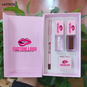Kit de maquillage pour les lèvres 3 en 1 de luxe à marque privée, rouge à lèvres liquide mat nude, <span class=keywords><strong>crayon</strong></span> contour des lèvres brun, <span class=keywords><strong>gloss</strong></span> à lèvres transparent longue durée - Product Image 3