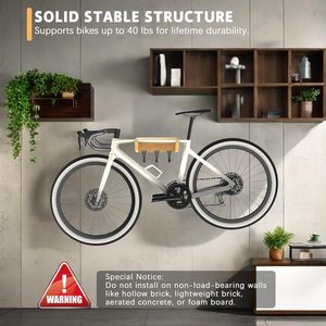 Bamboo <b>Bicycle</b> <b>Frame</b> Wall Mount 26.7 x 9.4 x 27.9 Cm Detachable Hooks Indoor Bike Rack - Product Image 4